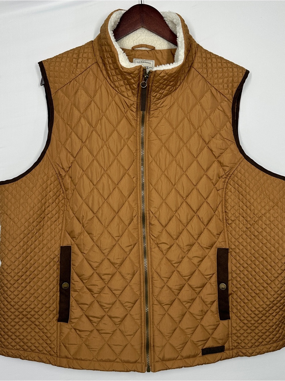 G.H. Bass & Co. quilted vest tan sherpa-lined collar 3X women’s